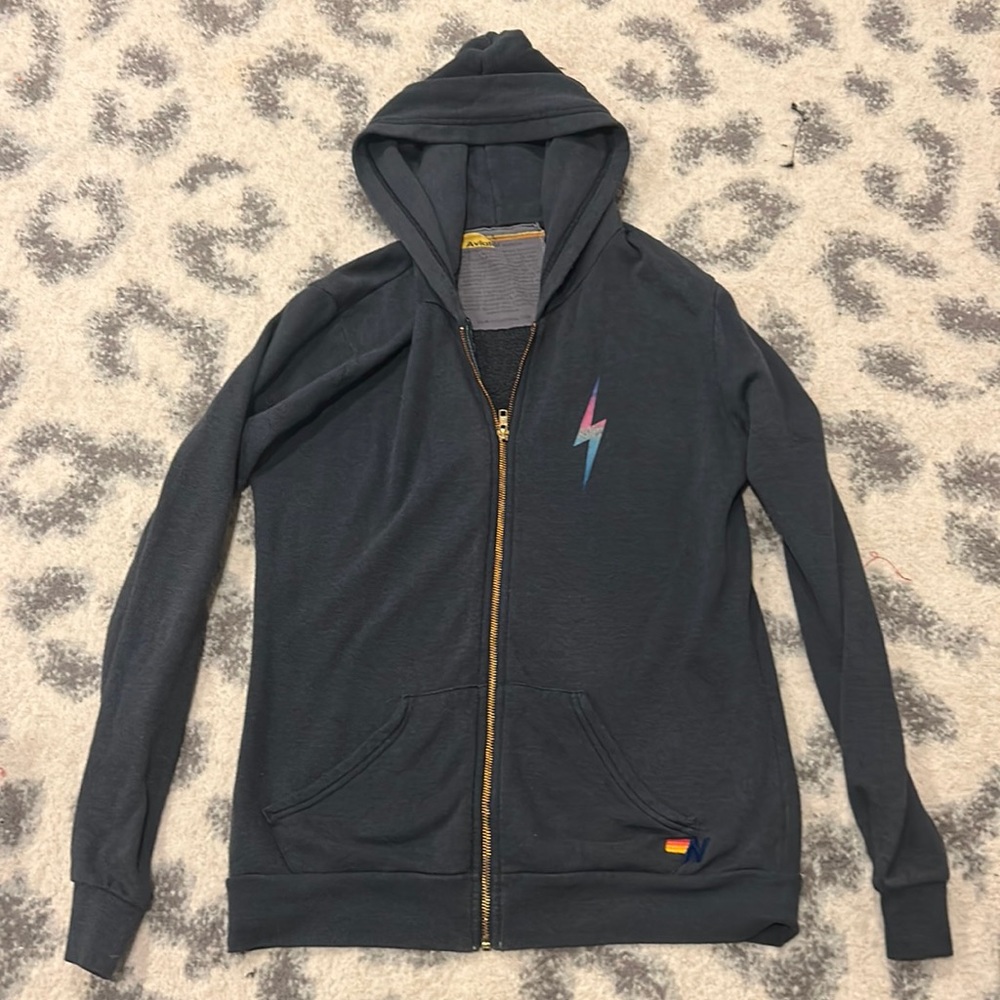 Aviator Nation Bolt Zip Up Hoodie Size L